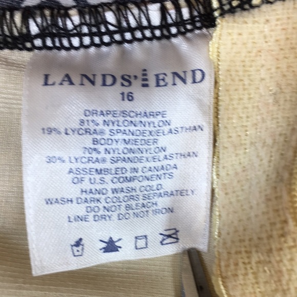 Lands End Black Monogram Print One Piece Swimsuit Womens 16 Underwire Halter - Picture 12 of 14